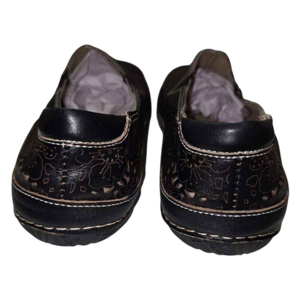 L'Artiste LIBORA Loafer Shoes Hand Painted Leather Flower Perforated 38 7.5-8 - Picture 3 of 11